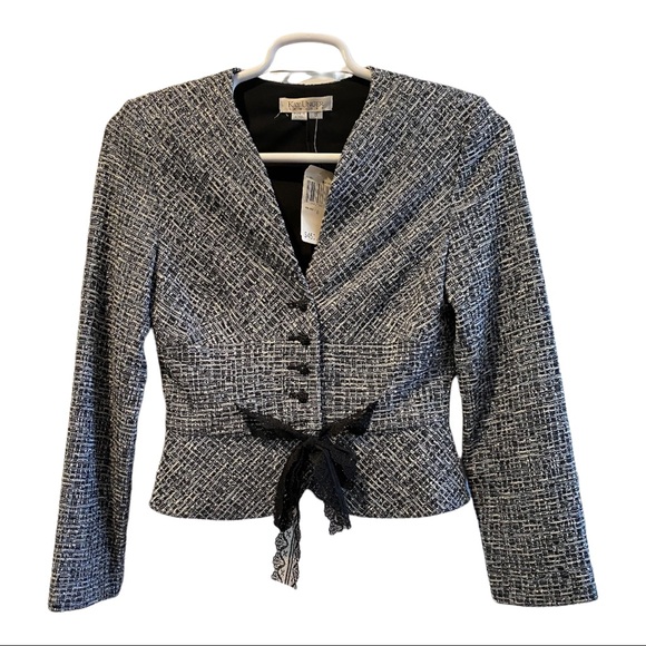 🆕 KAY UNGER New York 2 piece Skirt Suit Size 8 NWT Blue Multi 💙🖤 NWT - Picture 3 of 12